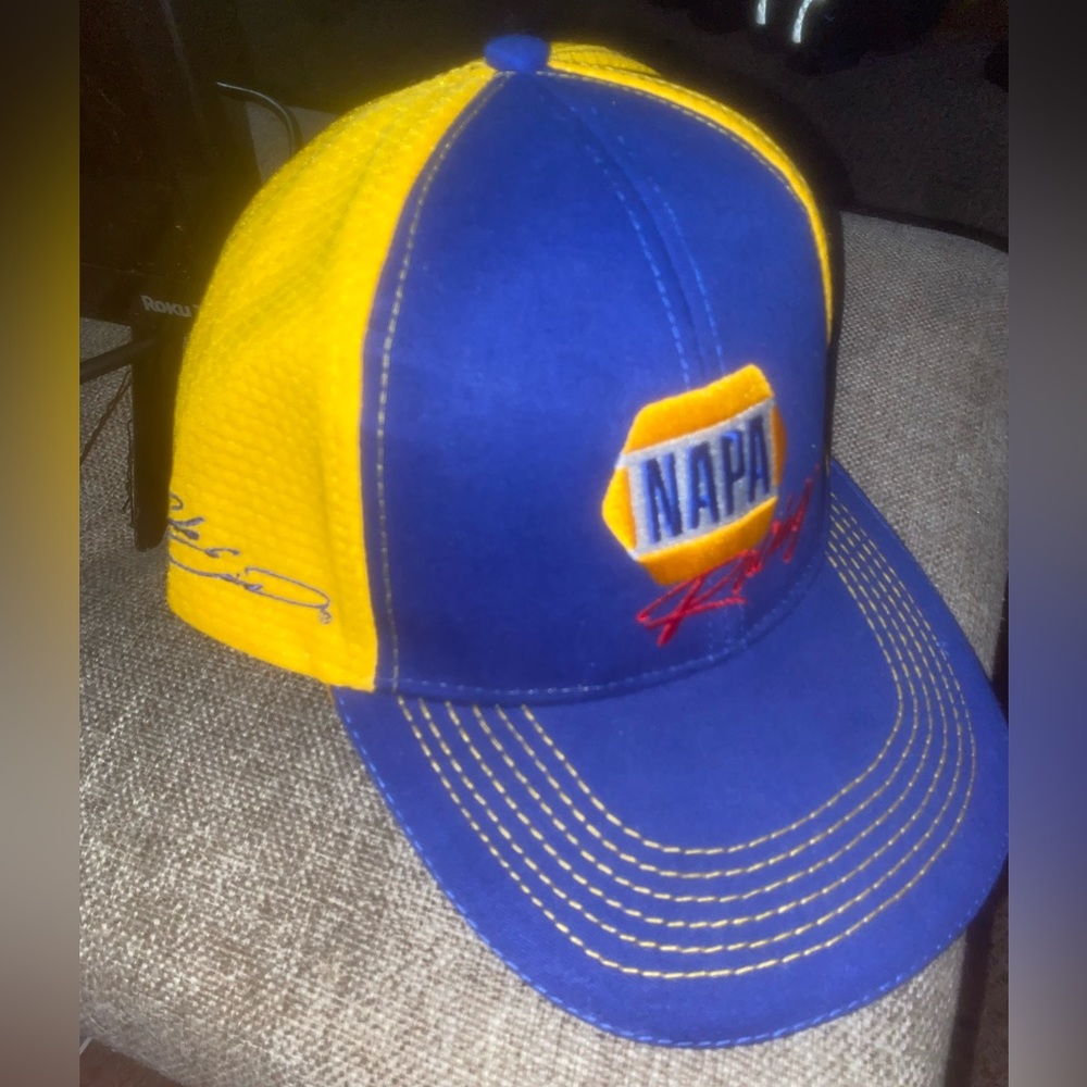 Chase Elliott NAPA Racing Hat Blue Yellow Signature Adjustable Embroidered